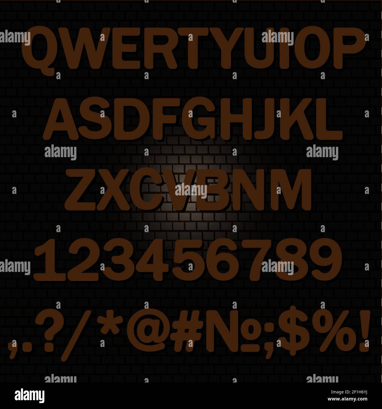 Alfabeto, parete vettoriale sfondo-mattone Foto Stock