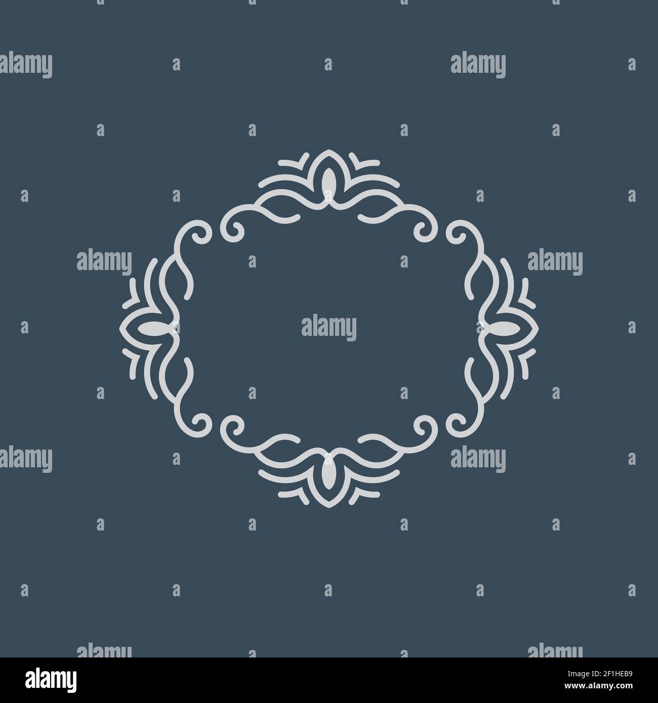 Riquadro bianco rotondo vettore orientale. Biglietto di auguri con posto per il testo Illustrazione Vettoriale