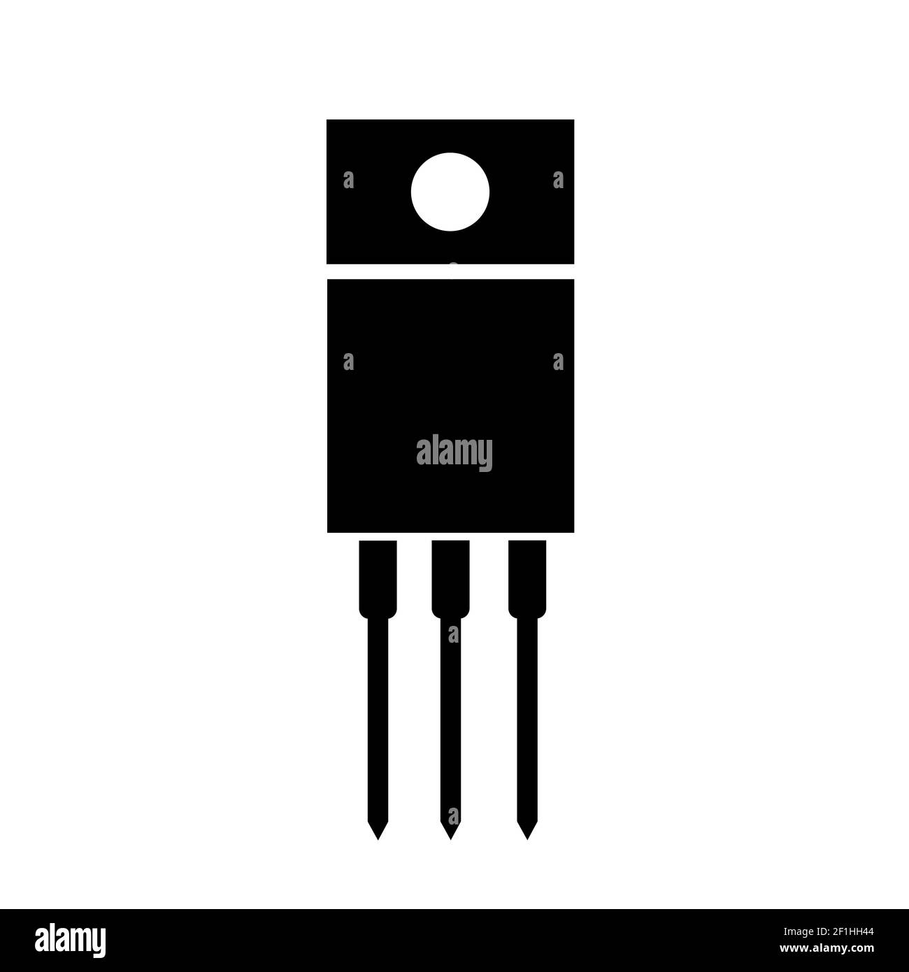 icona transistor a effetto di campo su sfondo bianco. segnale transistor di potenza. parte elettronica comune su design piatto. stile piatto. Foto Stock