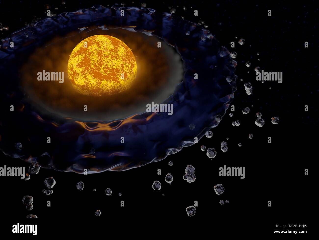 Star planet zona abitabile acqua liquida 3d illustrazione Foto Stock