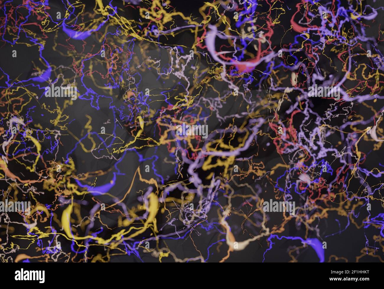 Sistema di collegamenti neuroni colofoni rosso e blu illustrazione 3d Foto Stock