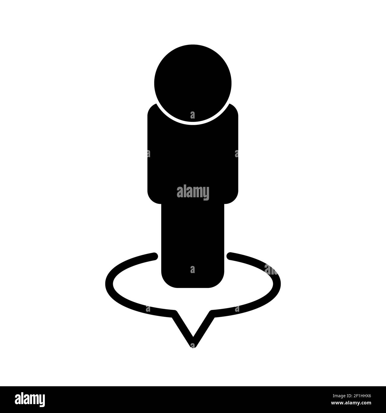 icona della vista stradale su sfondo bianco. stile piatto. il puntatore della mappa è qui. simbolo della posizione della persona. Foto Stock