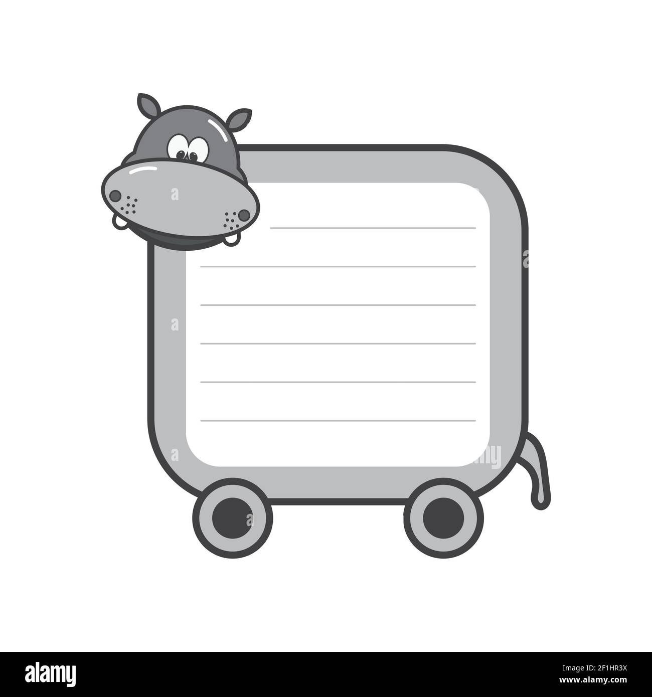 carino hippo carta messaggio Illustrazione Vettoriale