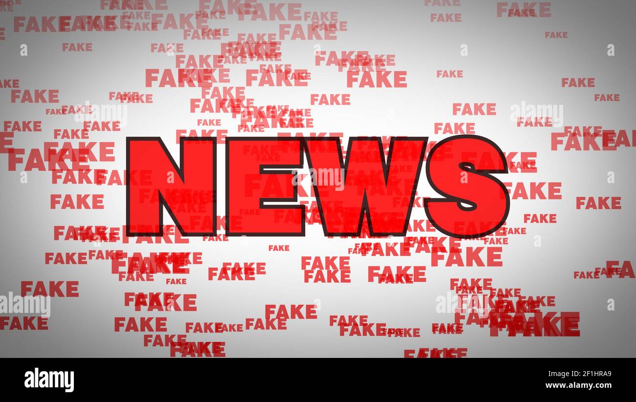 Animazione dinamica di sfondo della pagina del titolo di Fake News Foto Stock