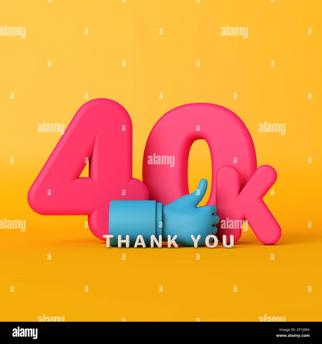 Grazie 40 mila seguaci. Banner sui social media. Rendering 3D Foto Stock