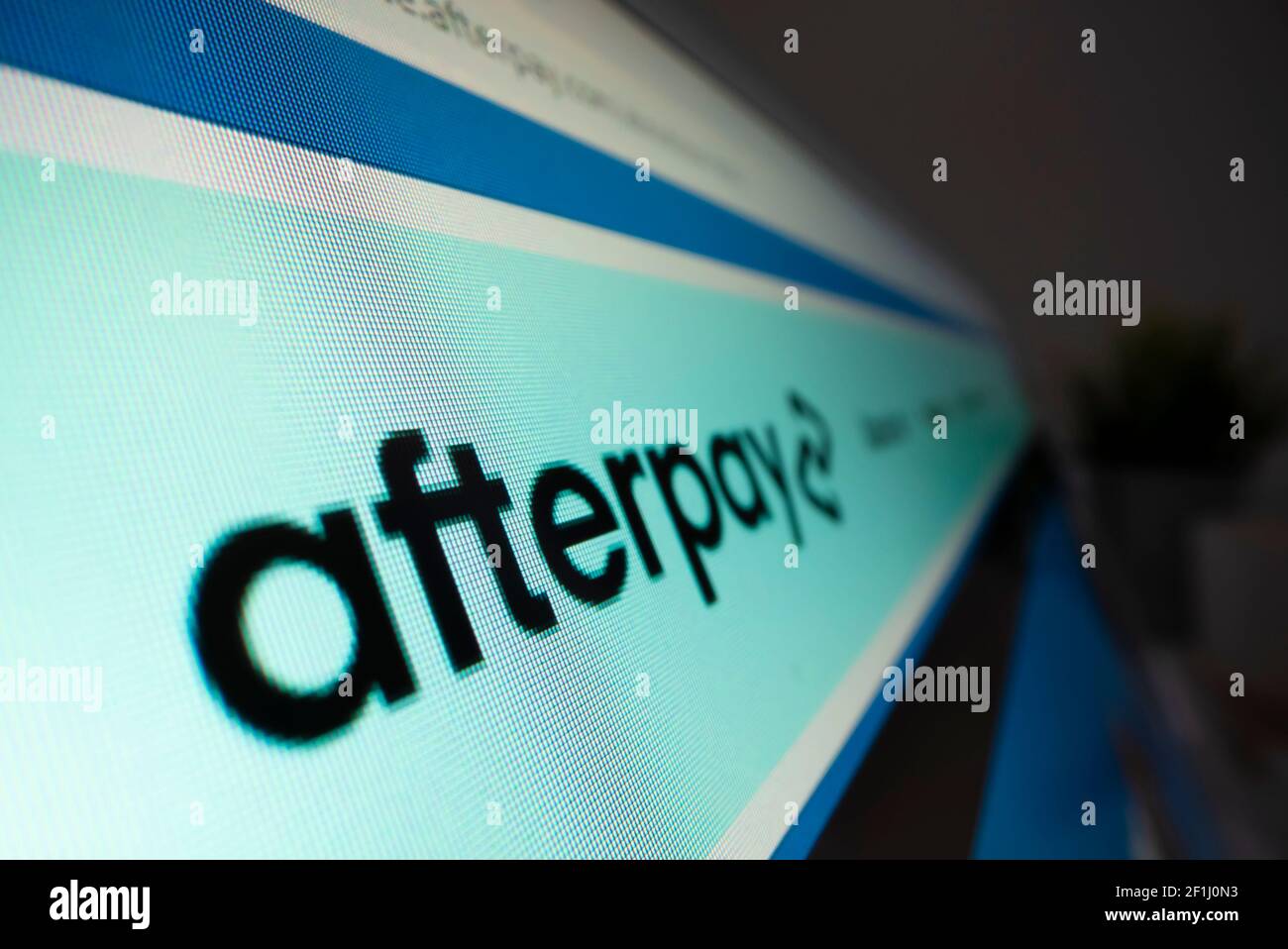 Visualizzazione ravvicinata del logo Afterpay sul proprio sito Web Foto Stock