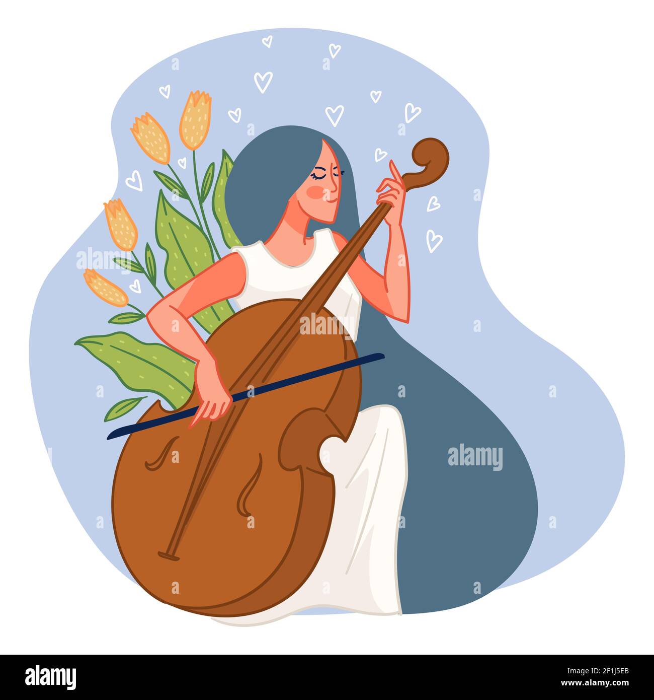 Donna violinista con vettore di strumento musicale Illustrazione Vettoriale