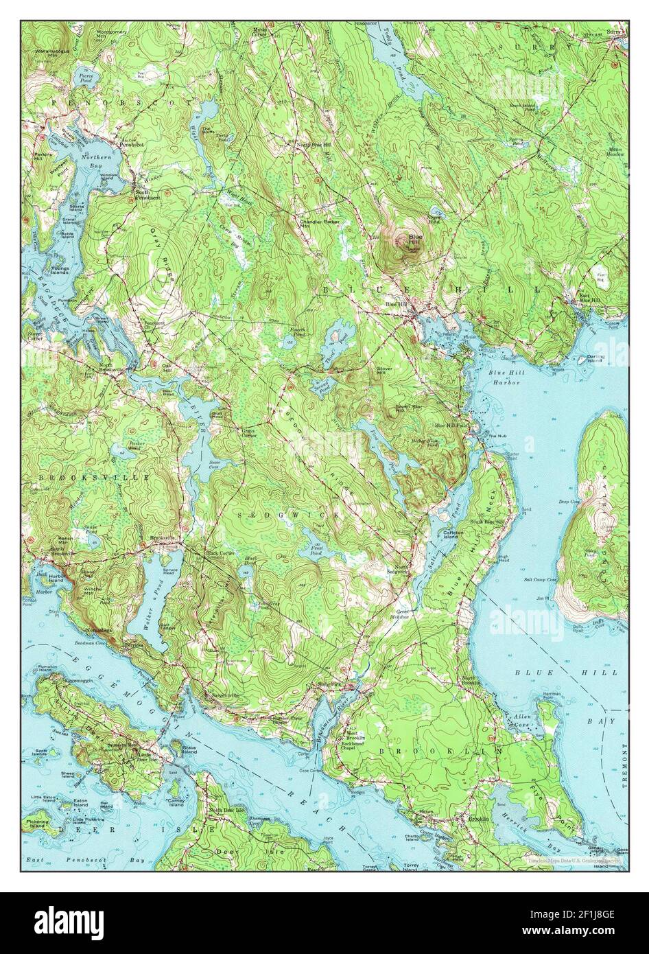 Blue Hill, Maine, mappa 1957, 1:62500, Stati Uniti d'America da Timeless Maps, dati U.S. Geological Survey Foto Stock
