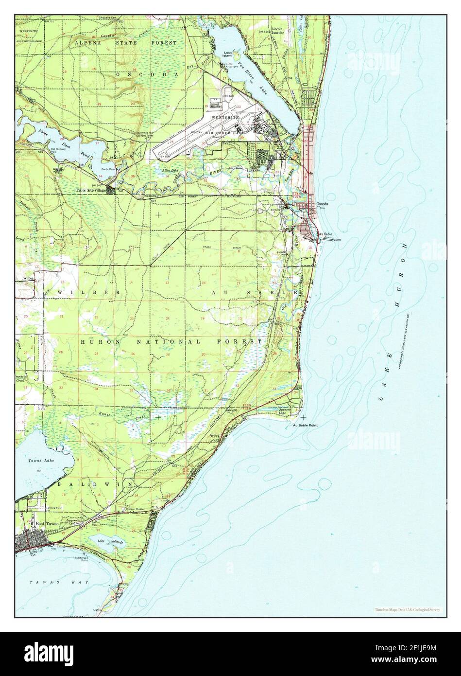 East Tawas, Michigan, mappa 1959, 1:62500, Stati Uniti d'America da Timeless Maps, dati U.S. Geological Survey Foto Stock