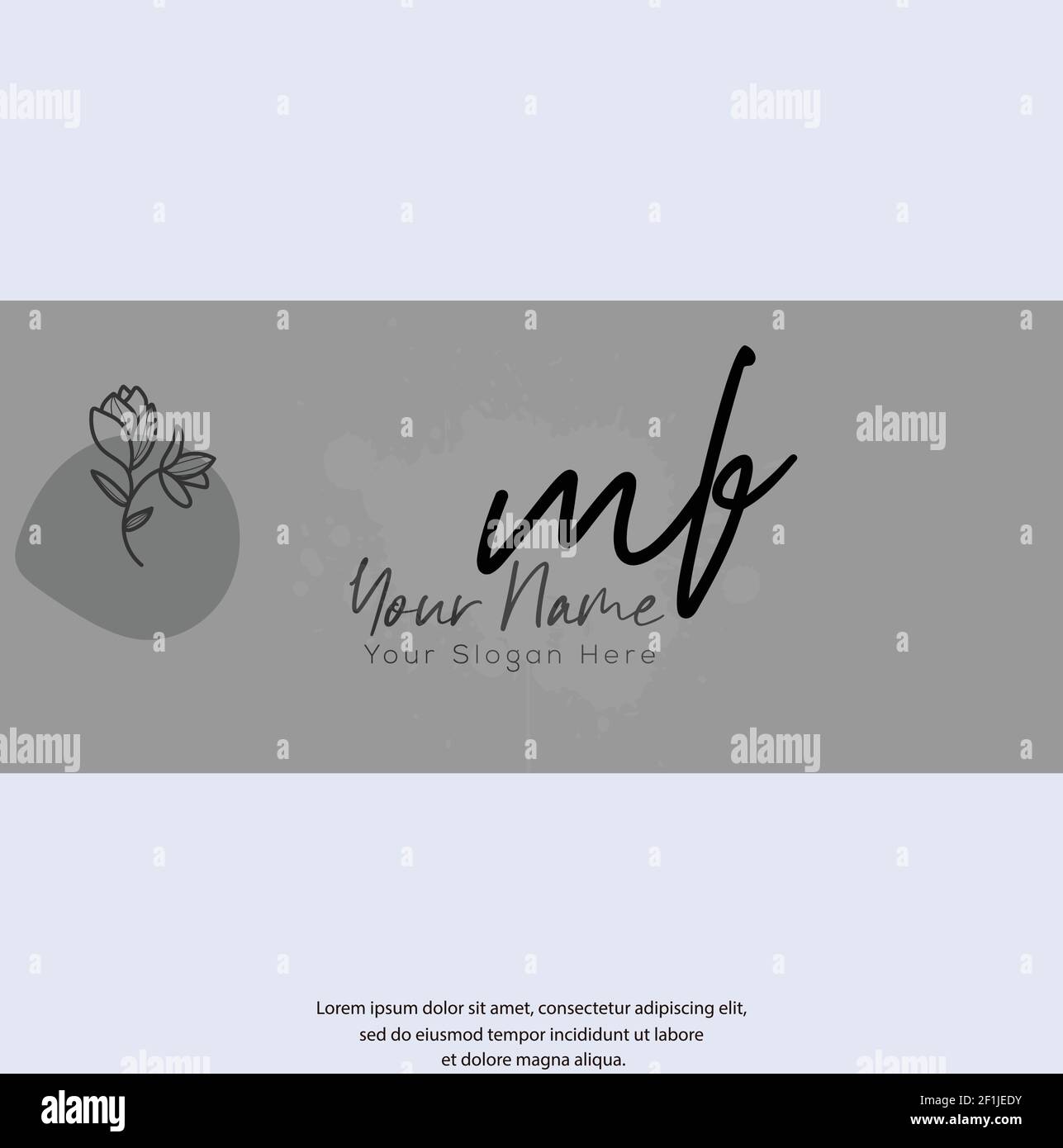Scritta a mano e logo della firma della lettera iniziale M F MF. Beauty Vector primo logo .Moda, boutique, floreale e botanico Illustrazione Vettoriale