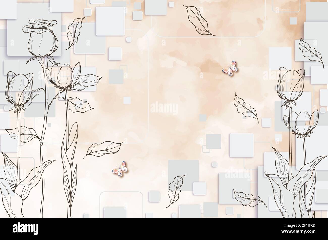 Sfondo personalizzato Modern Mural Photo, illustrazione 3d Foto Stock