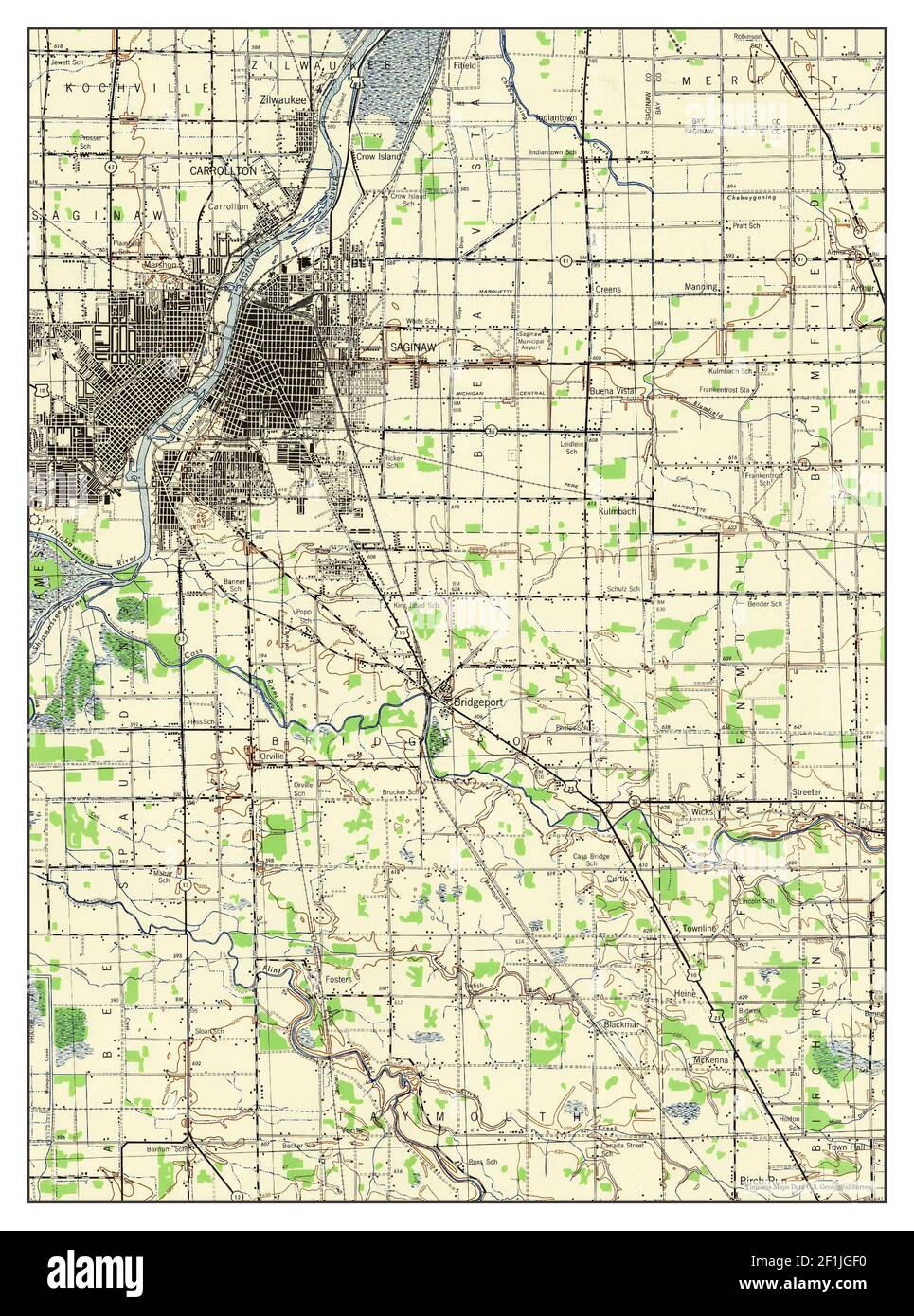 Saginaw, Michigan, mappa 1943, 1:62500, Stati Uniti d'America da Timeless Maps, dati U.S. Geological Survey Foto Stock