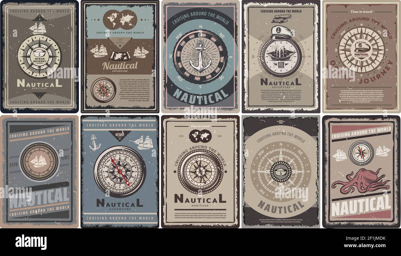 Brochure nautiche colorate d'epoca con testo diverse bussole di navigazione ancoraggi navi mappa capitano cappello polpo isolato vettore illustrazione Illustrazione Vettoriale Brochure nautiche colorate d'epoca con testo diverse bussole di navigazione ancoraggi navi mappa capitano cappello polpo isolato vettore illustrazione Illustrazione Vettoriale