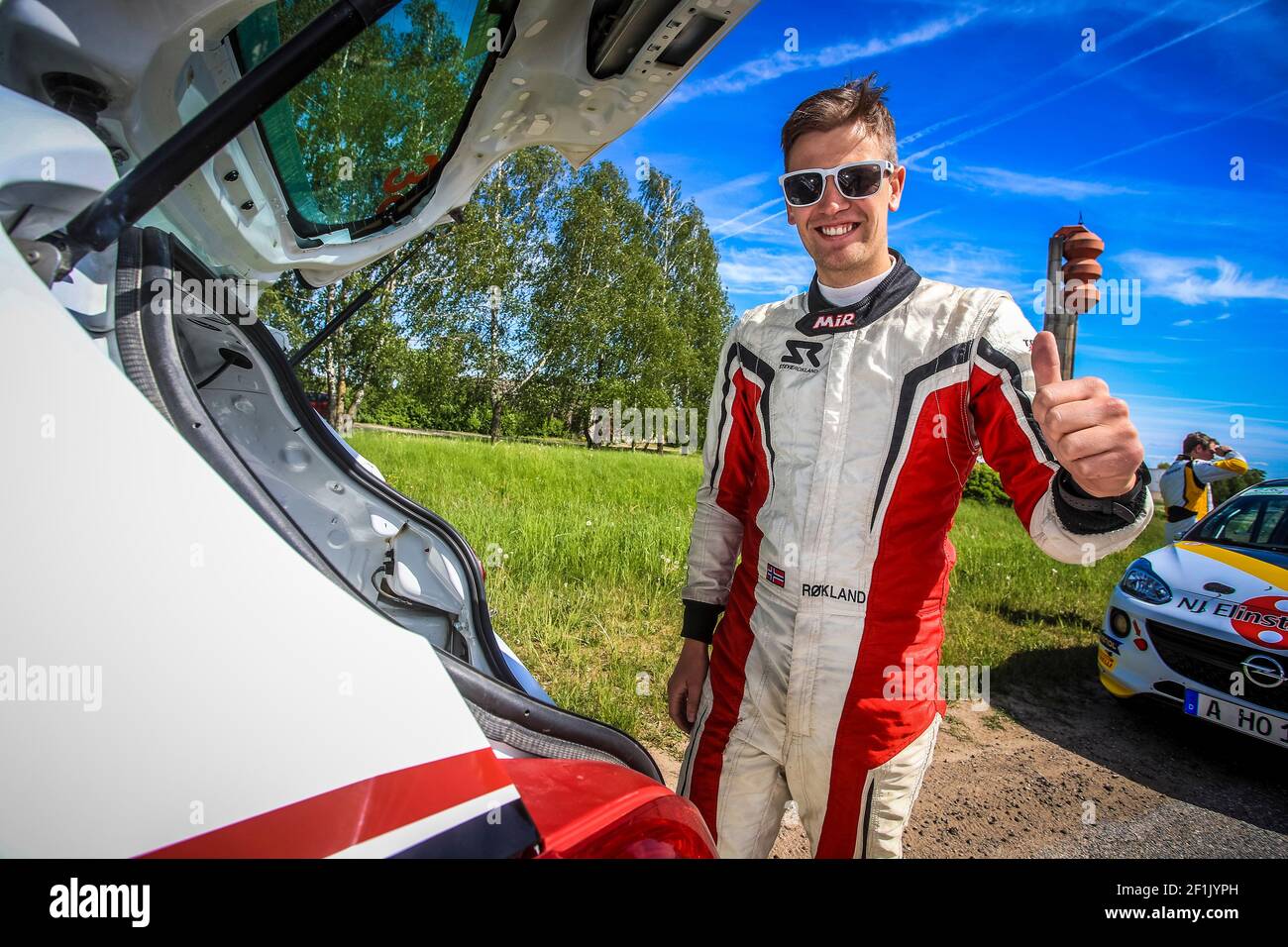 ROKLAND Steve, (NOR), Peugeot 208 R2, Jan Steve Røkland, ritratto durante il Campionato europeo Rally 2019 ERC Liepaja, dal 24 al 26 maggio, a Liepaja, Lettonie - Foto Gregory Lenenmand / DPPI Foto Stock