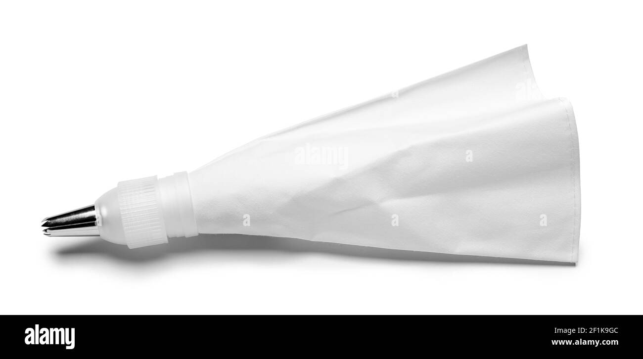 Sacchetto di pasticceria su sfondo bianco Foto Stock