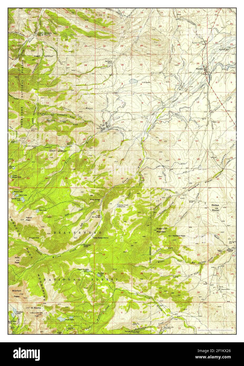 Harrison, Montana, mappa 1950, 1:62500, Stati Uniti d'America da Timeless Maps, dati U.S. Geological Survey Foto Stock