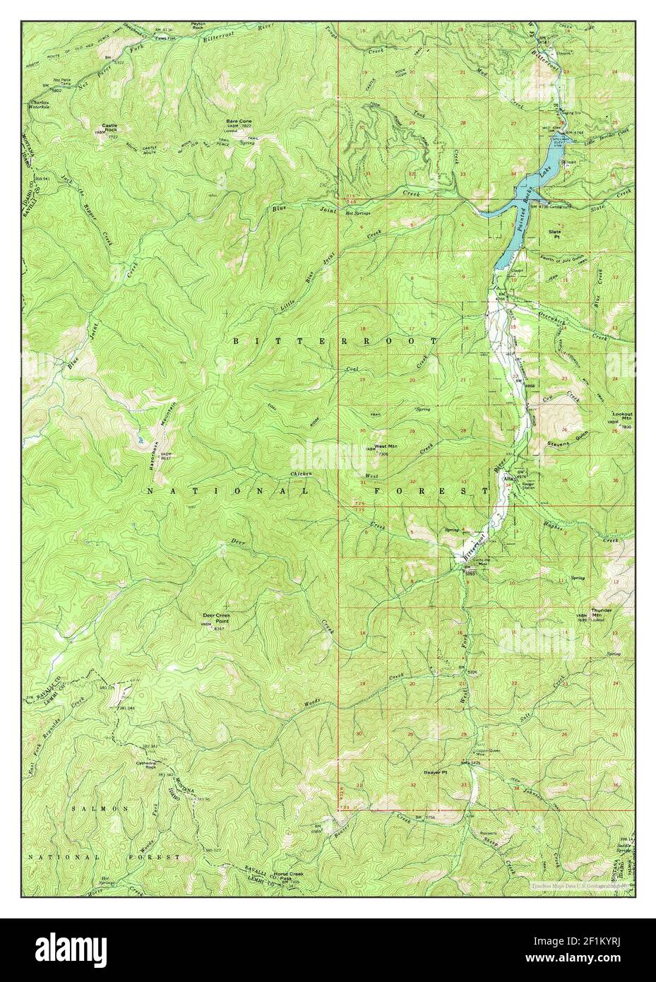 Painted Rocks Lake, Montana, map 1960, 1:62500, United States of America by Timeless Maps, data U.S. Geological Survey Foto Stock