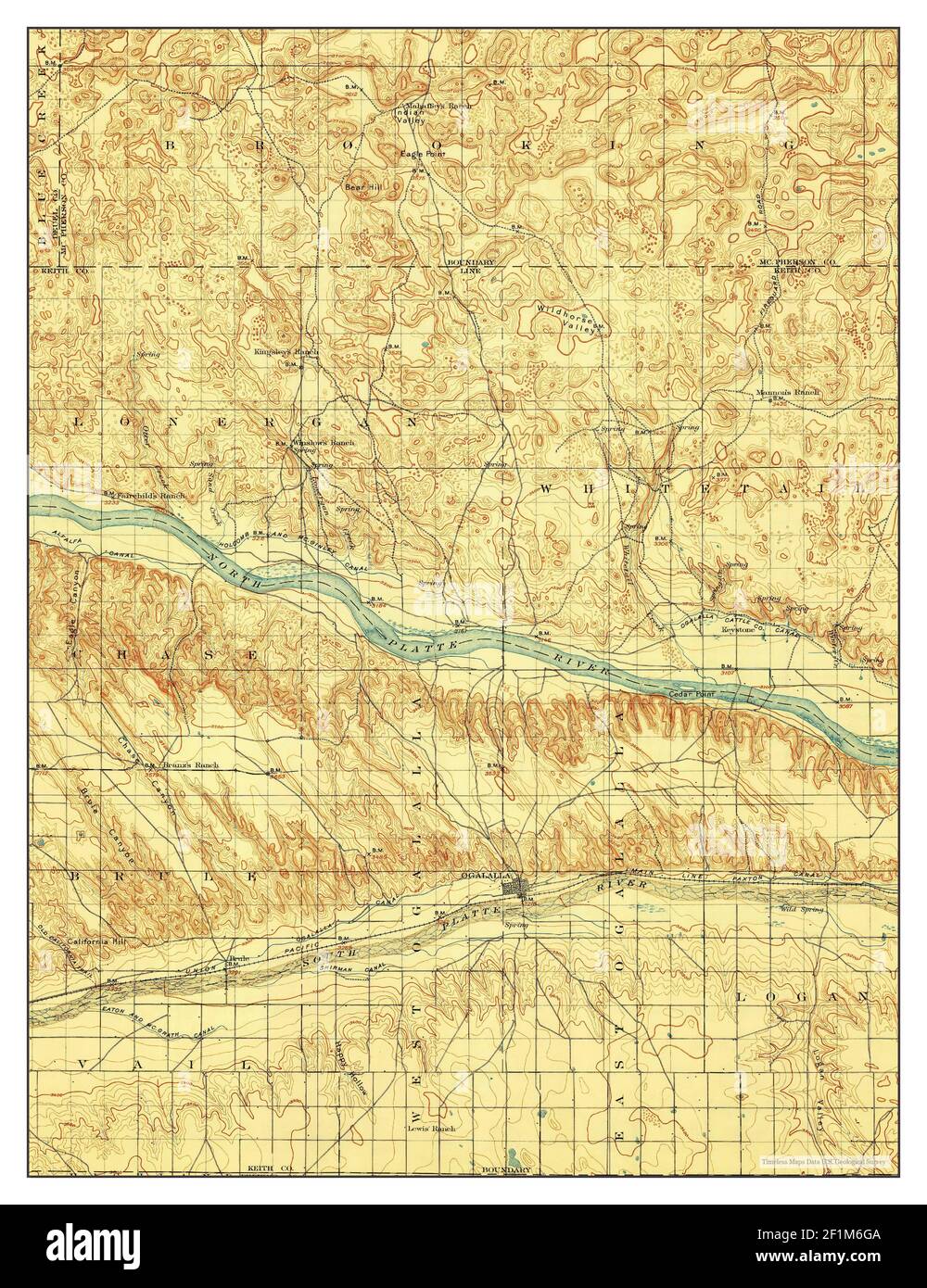 Mappa di ogallala, nebraska Immagini senza sfondo e Foto Stock