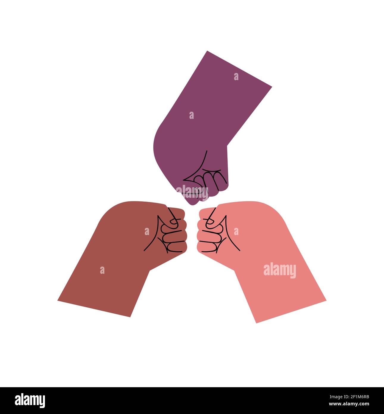 Gruppo di persone diverse che fanno pugno gesto mano insieme su sfondo bianco isolato. Semplice cartoon piatto illustrazione per le questioni sociali, amicishi Illustrazione Vettoriale Gruppo di persone diverse che fanno pugno gesto mano insieme su sfondo bianco isolato. Semplice cartoon piatto illustrazione per le questioni sociali, amicishi Illustrazione Vettoriale