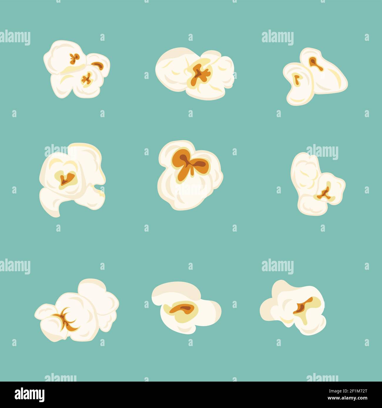 Insieme vettoriale di elementi popcorn Illustrazione Vettoriale