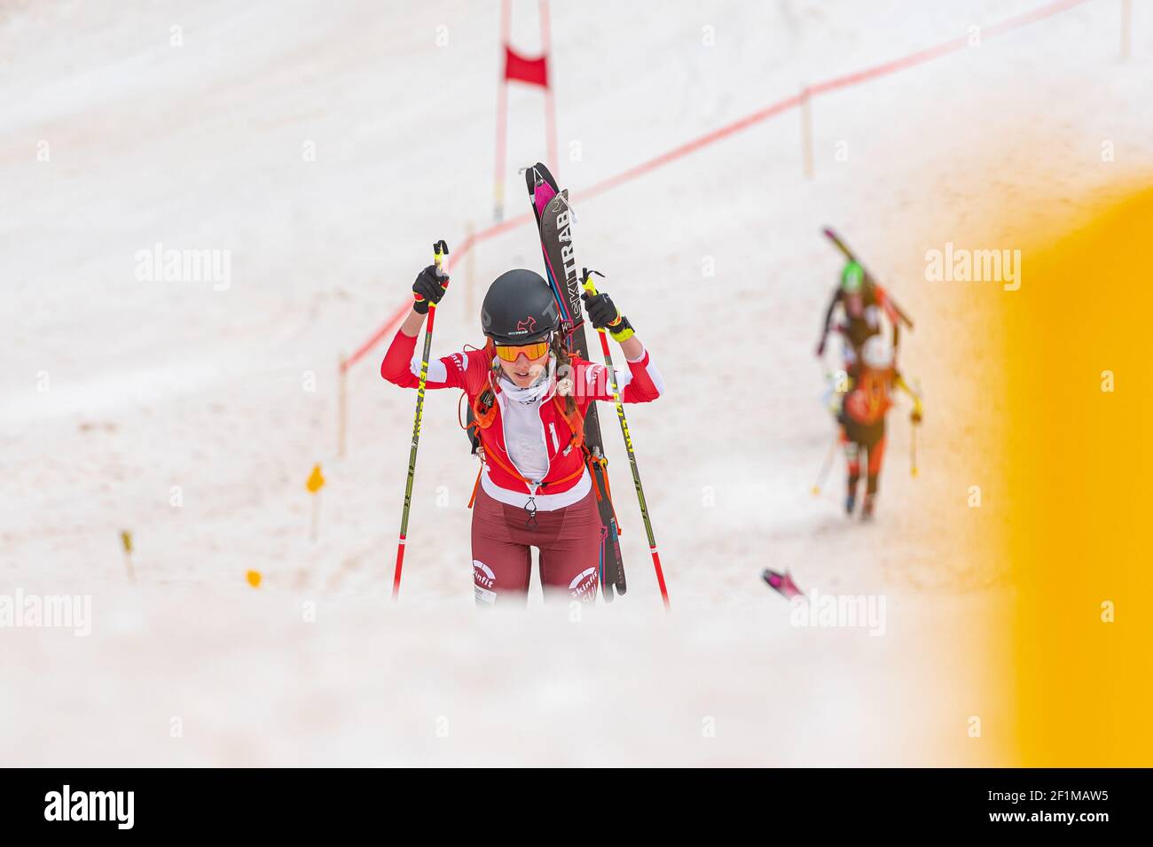 ARINSAL, ANDORRA - Mar 03, 2021: Arinsal, Andorra : 2021 Marzo 3 : SCHMID Alessandra sui nel Campionato ISMF WC Comapedrosa Andorra 2021- Relay Foto Stock