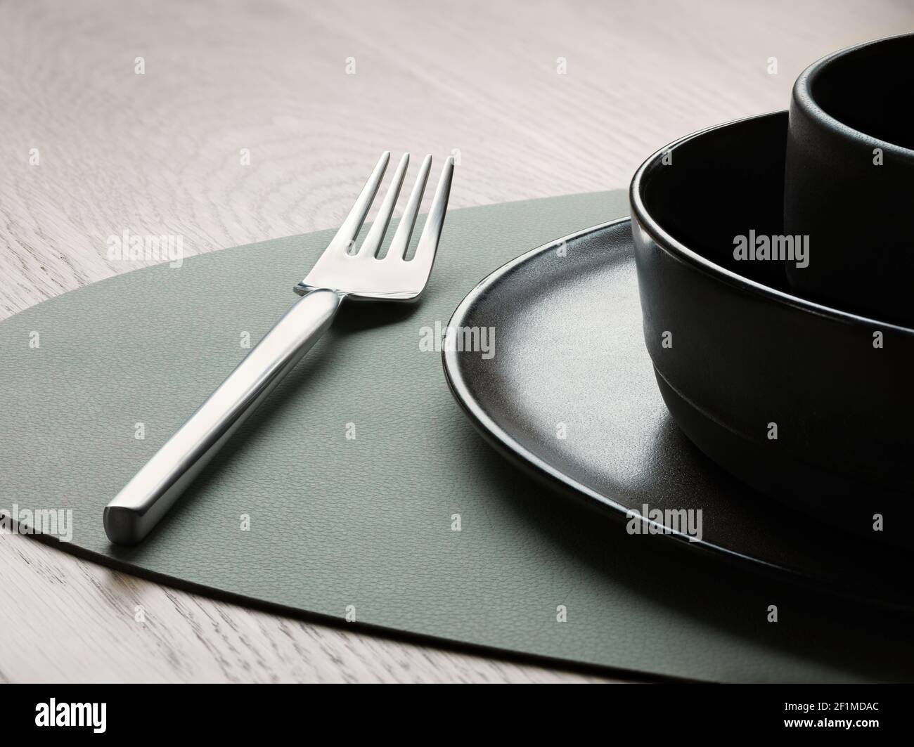 Vista dell'impostazione della posizione con forche, primo piano Foto Stock