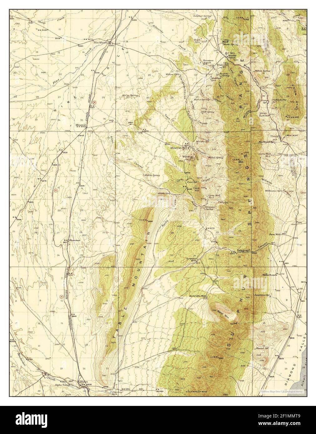 Mineral Hill, Nevada, map 1943, 1:62500, United States of America by Timeless Maps, data U.S. Geological Survey Foto Stock