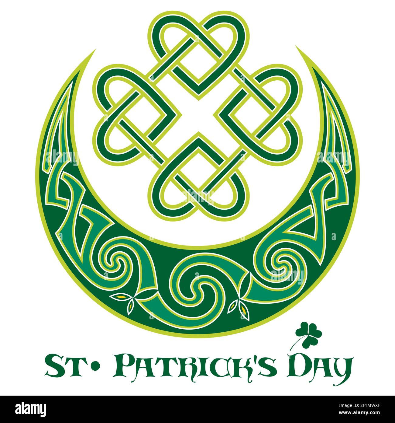 Trifoglio a quattro foglie. Simbolo irlandese in stile celtico per la festa di San Patrizio Illustrazione Vettoriale