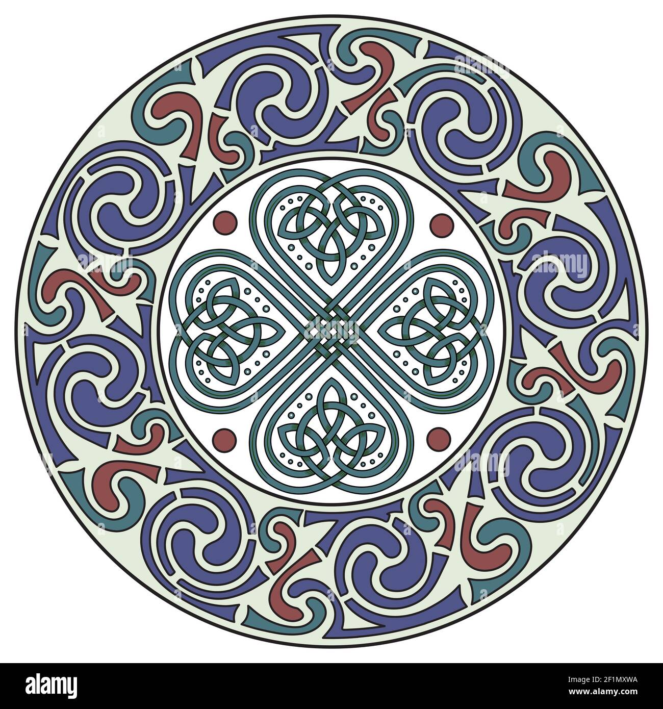 Trifoglio a quattro foglie. Simbolo irlandese in stile celtico per la festa di San Patrizio Illustrazione Vettoriale