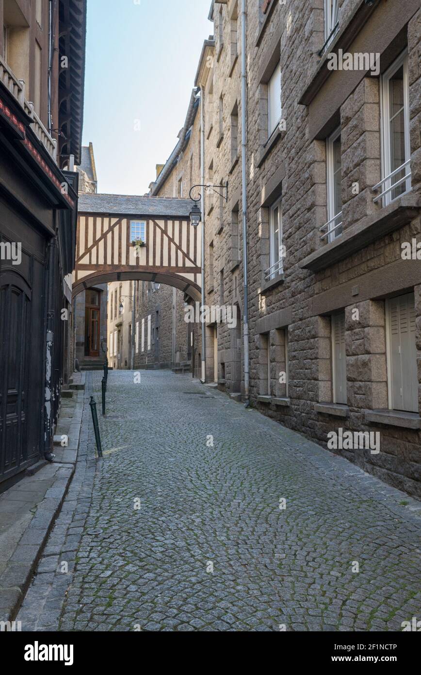 Storiche case in pietra normanna nel Neighboorhood di Saint-Malo Intra-Muros Foto Stock