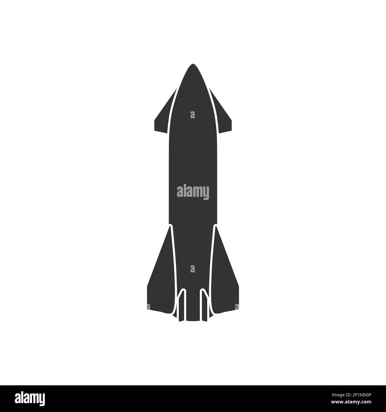 Icona vettoriale realistica della navicella spaziale del prototipo Starship. Sistema di trasporto riutilizzabile progettato per trasportare l'equipaggio e il carico in un'orbita terrestre bassa. Illustrazione Vettoriale