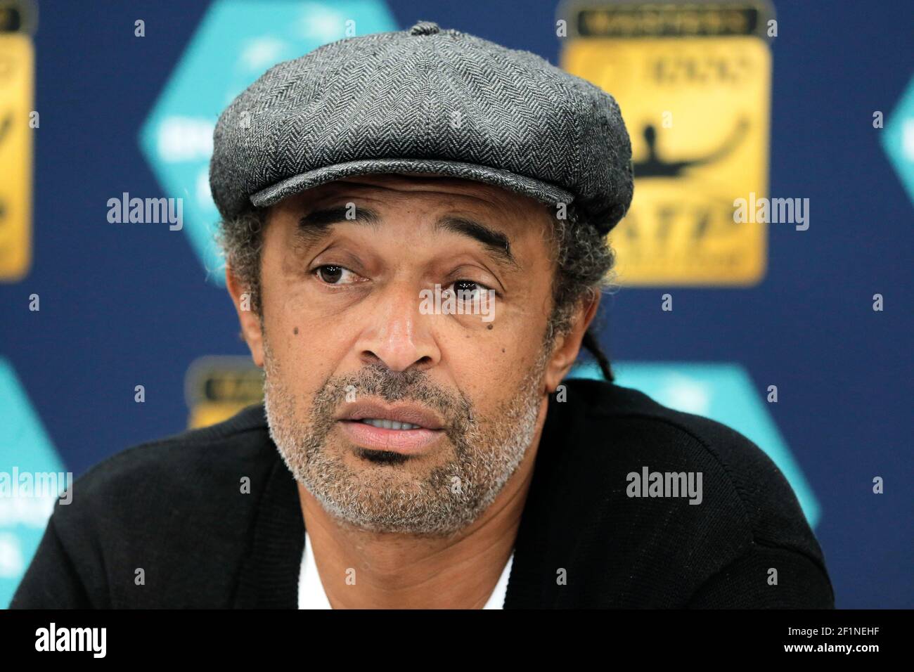 Yannick Noah, ex tennista francese e capitano della squadra francese della Coppa Davis, tiene una conferenza stampa durante il torneo di tennis indoor ATP World Tour Masters 1000, BNP Paribas Masters a Bercy (AccorHotels Arena), Parigi, Francia, dal 31 ottobre all'8 novembre 2015. Foto Stephane Allaman / DPPI Foto Stock