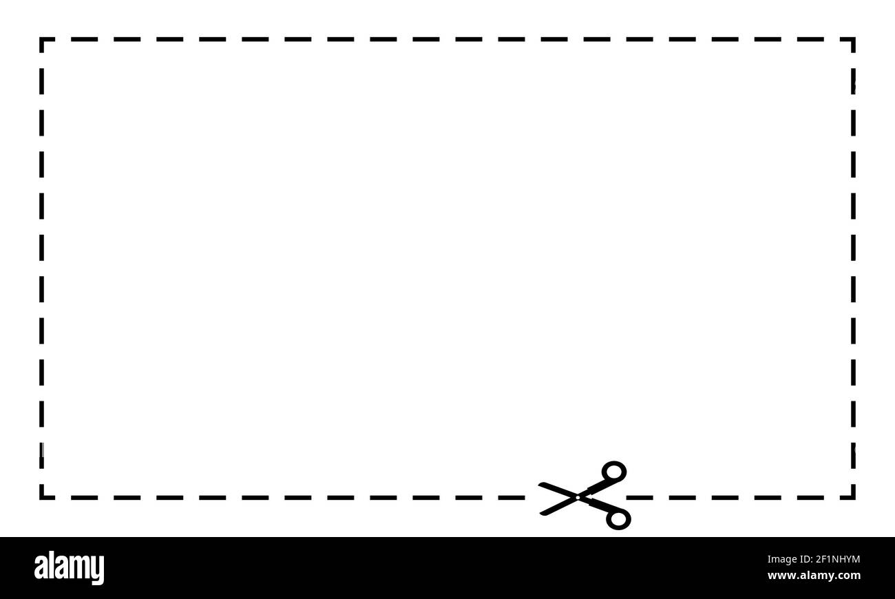 Coupon o voucher vuoti o codice promozionale con forbici e linee di taglio  punteggiate. Illustrazione vettoriale isolata su sfondo bianco Immagine e  Vettoriale - Alamy