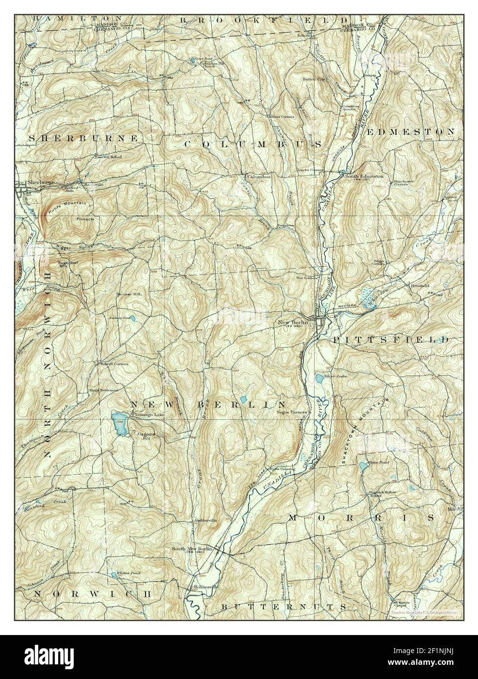 New Berlin, New York, map 1910, 1:62500, United States of America by Timeless Maps, data U.S. Geological Survey Foto Stock