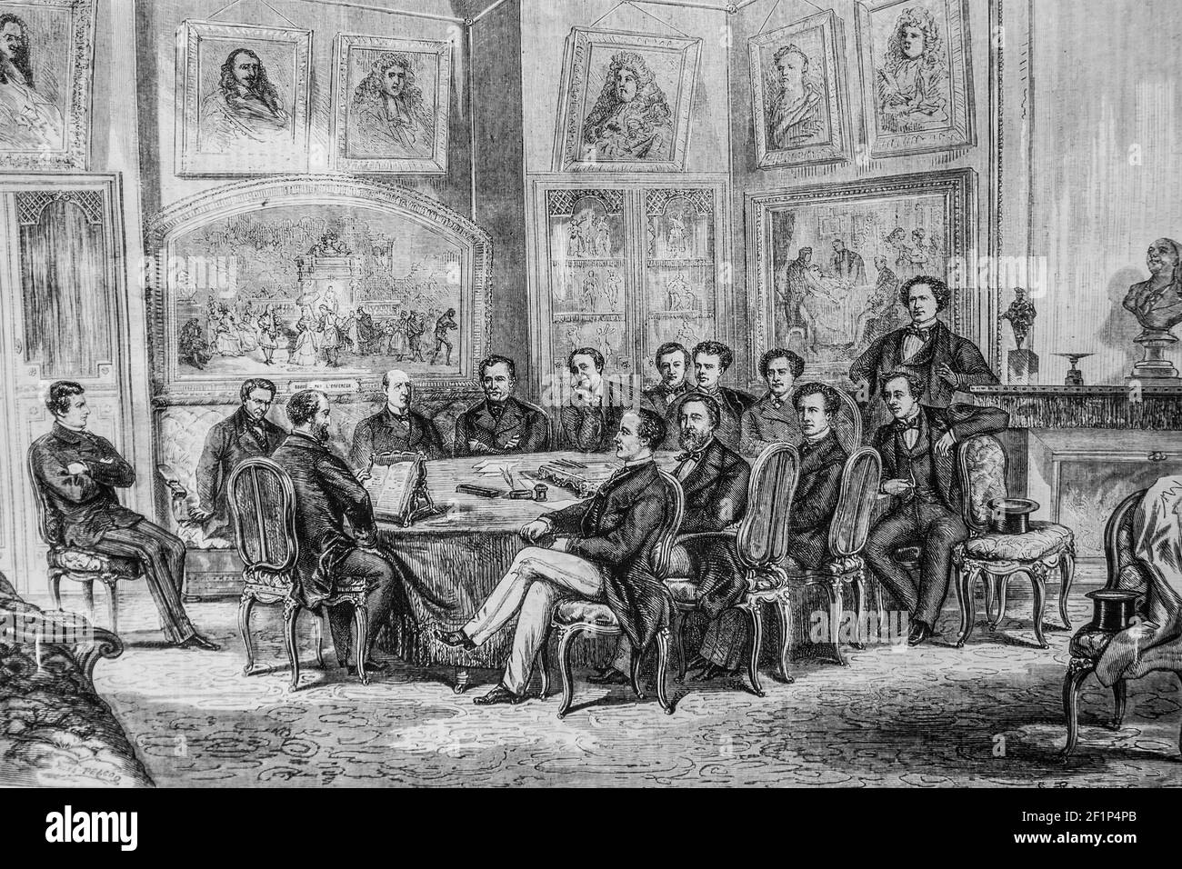 comedie française,une seance du comite de lecture, l'univers illustre,editeur michele levy 1869 Foto Stock