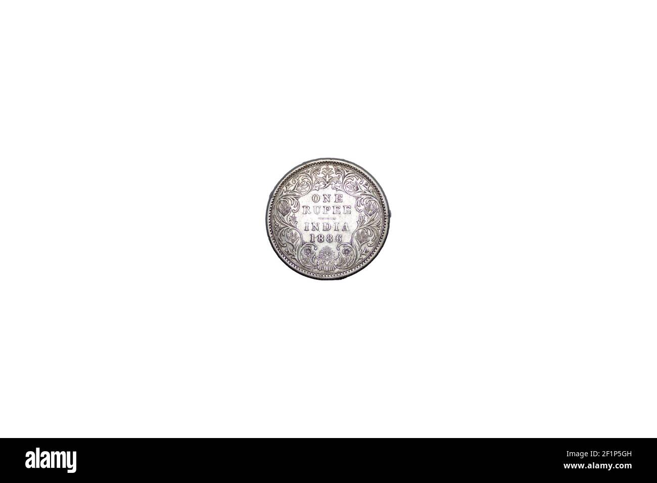 1886 una rupea victoria empress argento british india moneta Foto Stock