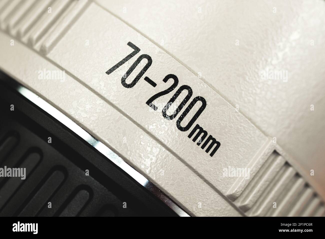 Marcatura dell'obiettivo della fotocamera su macro, teleobiettivo 70-200mm primo piano Foto Stock