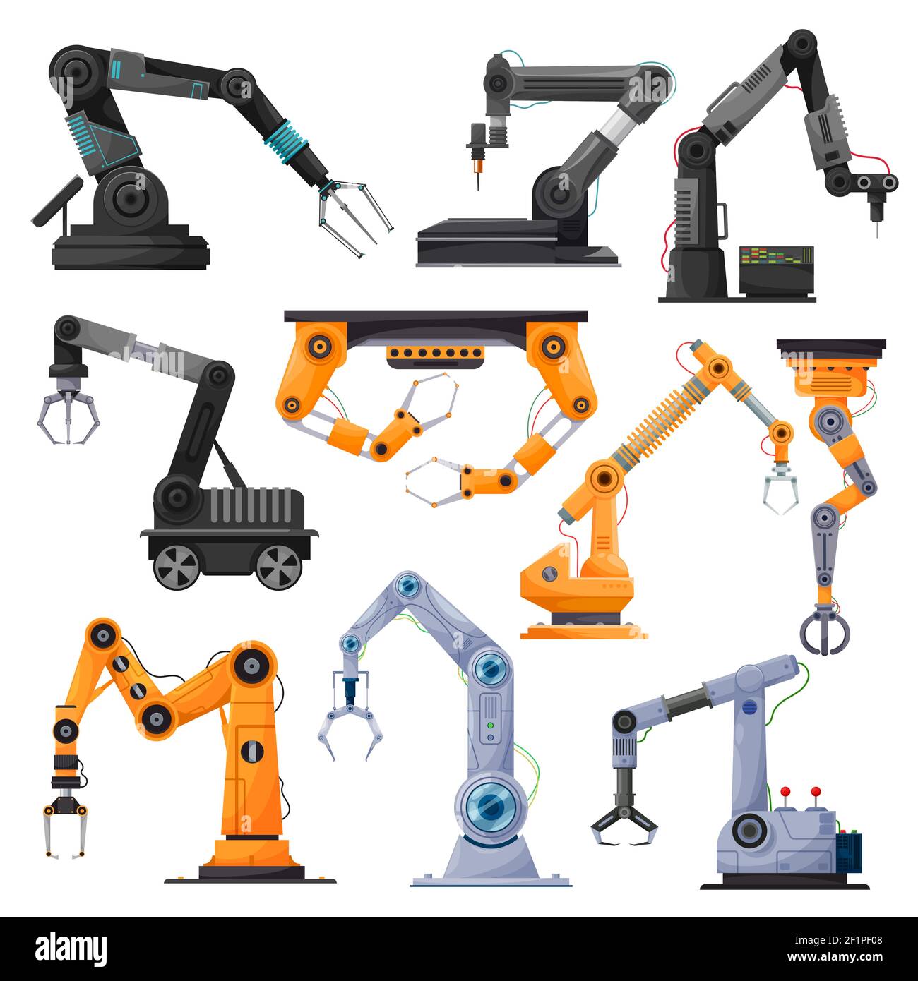 Manipolatori di robot industriali, bracci robotici o mani meccaniche.  Tecnologia di automazione della produzione vettoriale e concetto di  ingegneria robotica, articolare Immagine e Vettoriale - Alamy