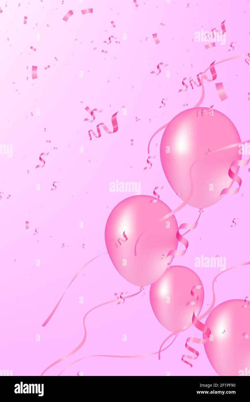 Palloncini rossi morbidi con illustrazione vettoriale realistica dei  confetti. Bollature rosa sfondo vettoriale. Palloncini rosa e confetti  possono essere utilizzati party Immagine e Vettoriale - Alamy
