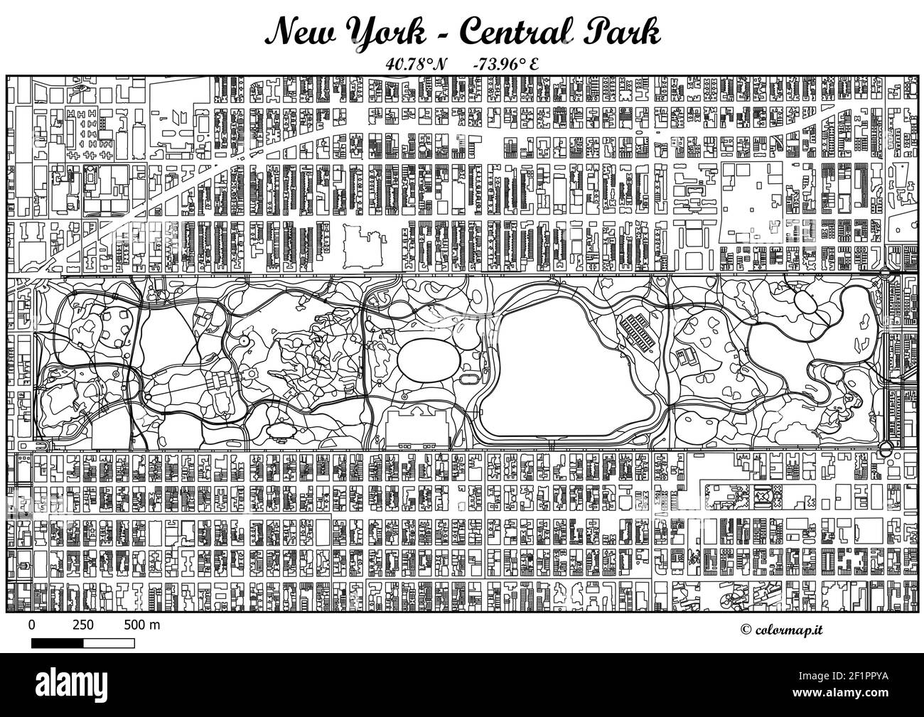 Mappa colori JPG HI-RES (6000x4000px -513dpi) New York Central Park, stampante statunitense per qualsiasi dimensione Foto Stock