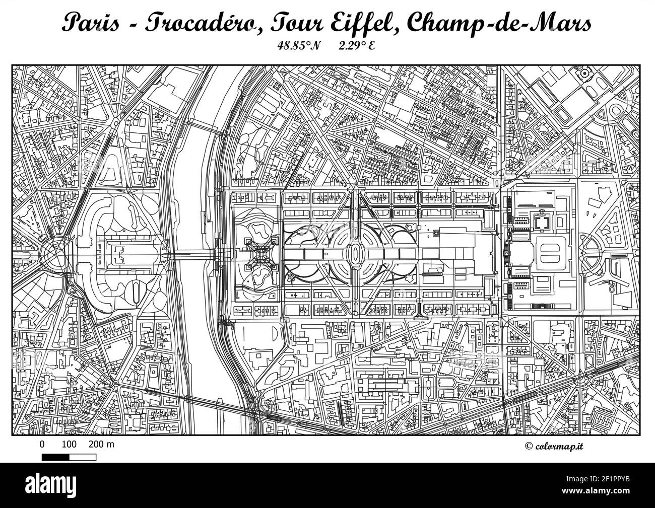 Mappa colori JPG HI-RES (6000x4000px -513dpi) Trocadéro, Tour Eiffel, Champ-de-Mars, Francia. Stampabile per qualsiasi formato Foto Stock