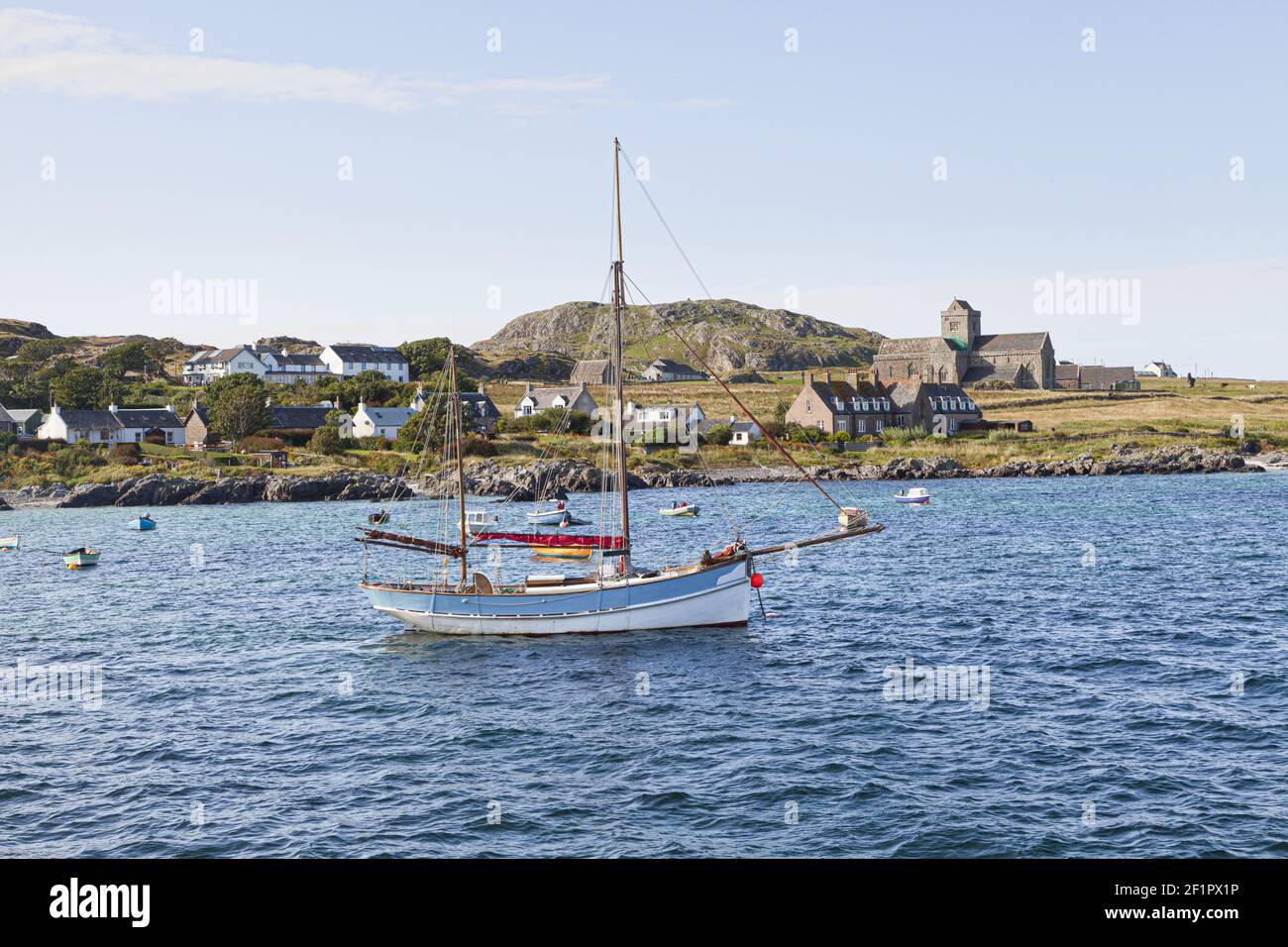 Baile Mor su Iona, al largo dell'Isola di Mull, Inner Hebrides, Argyll e Bute, Scozia, Regno Unito Foto Stock