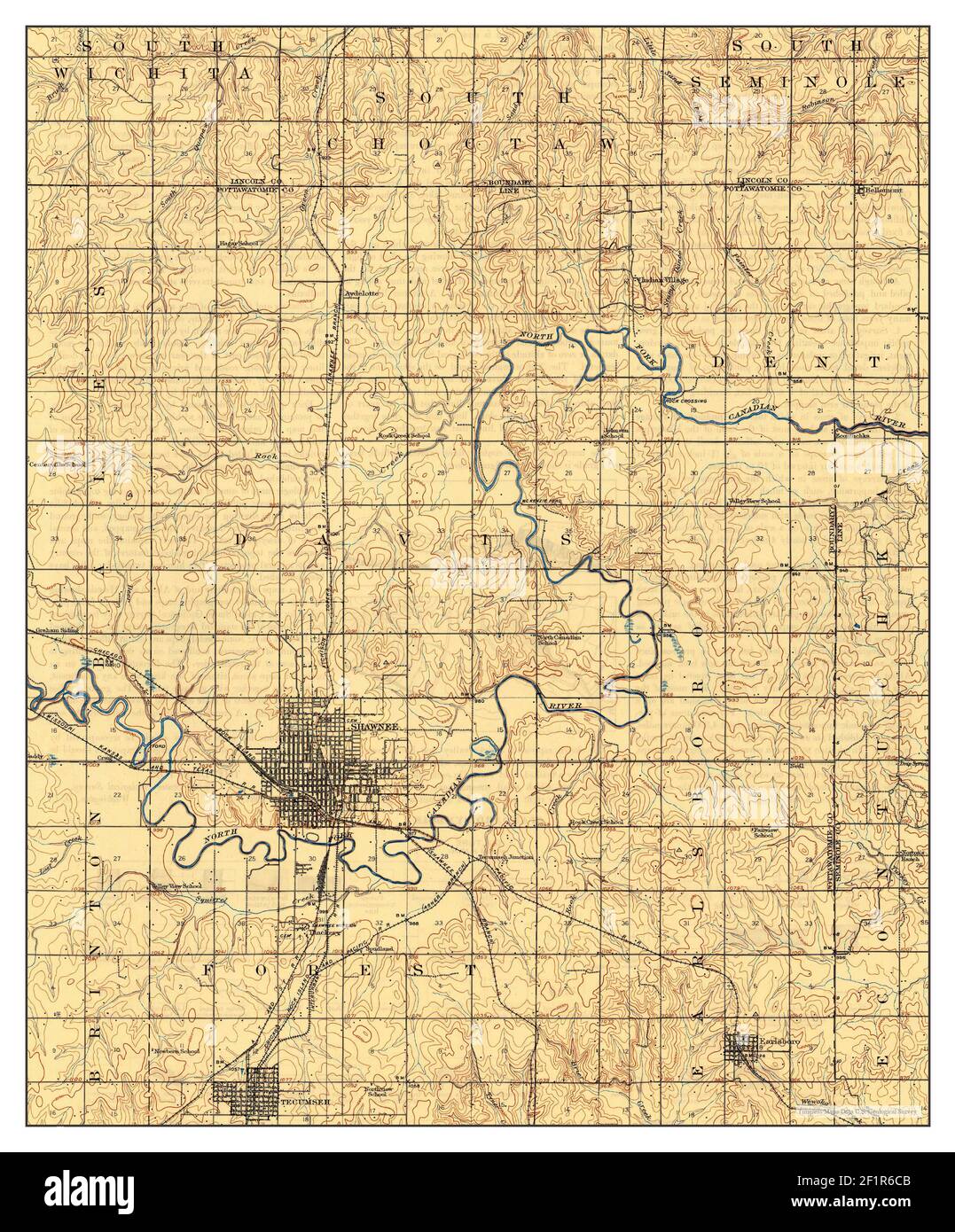 Shawnee, Oklahoma, map 1909, 1:62500, United States of America by Timeless Maps, data U.S. Geological Survey Foto Stock