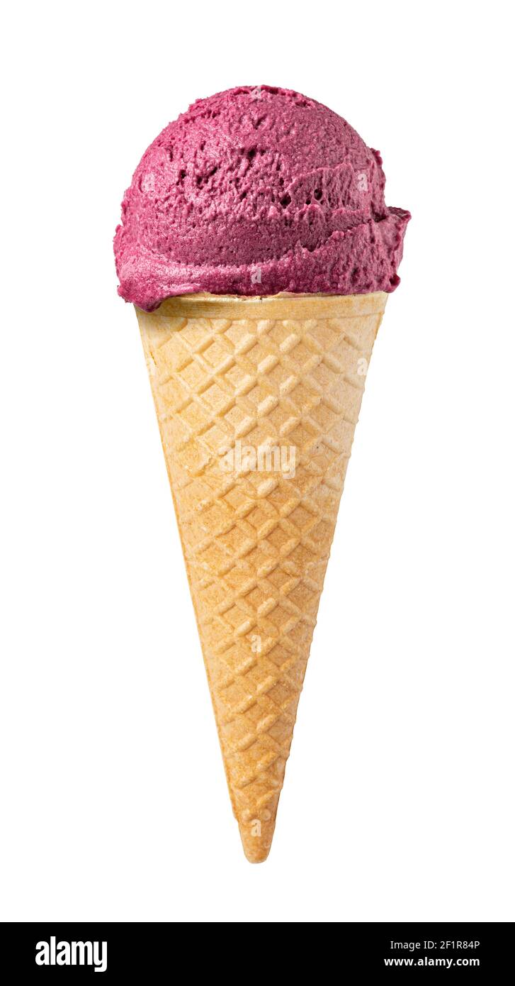 Sorbetto al gelato al mirtillo nel cono Foto Stock