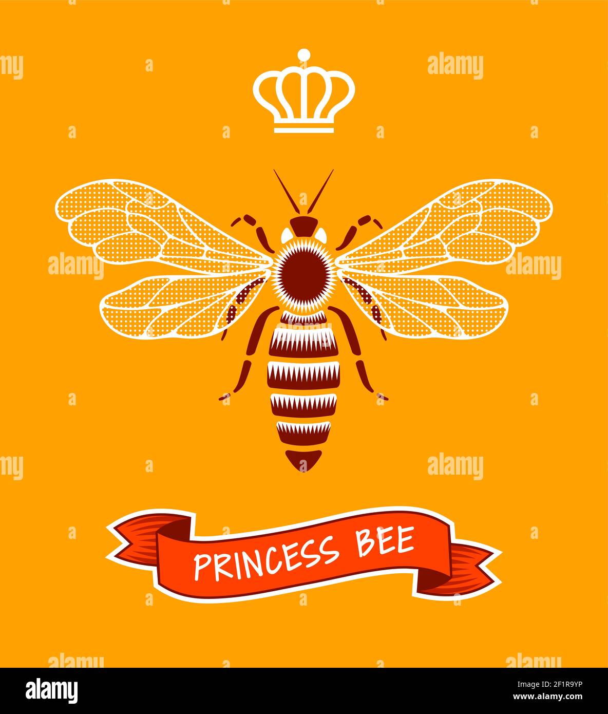 Principessa Bee Emblem Illustrazione Vettoriale