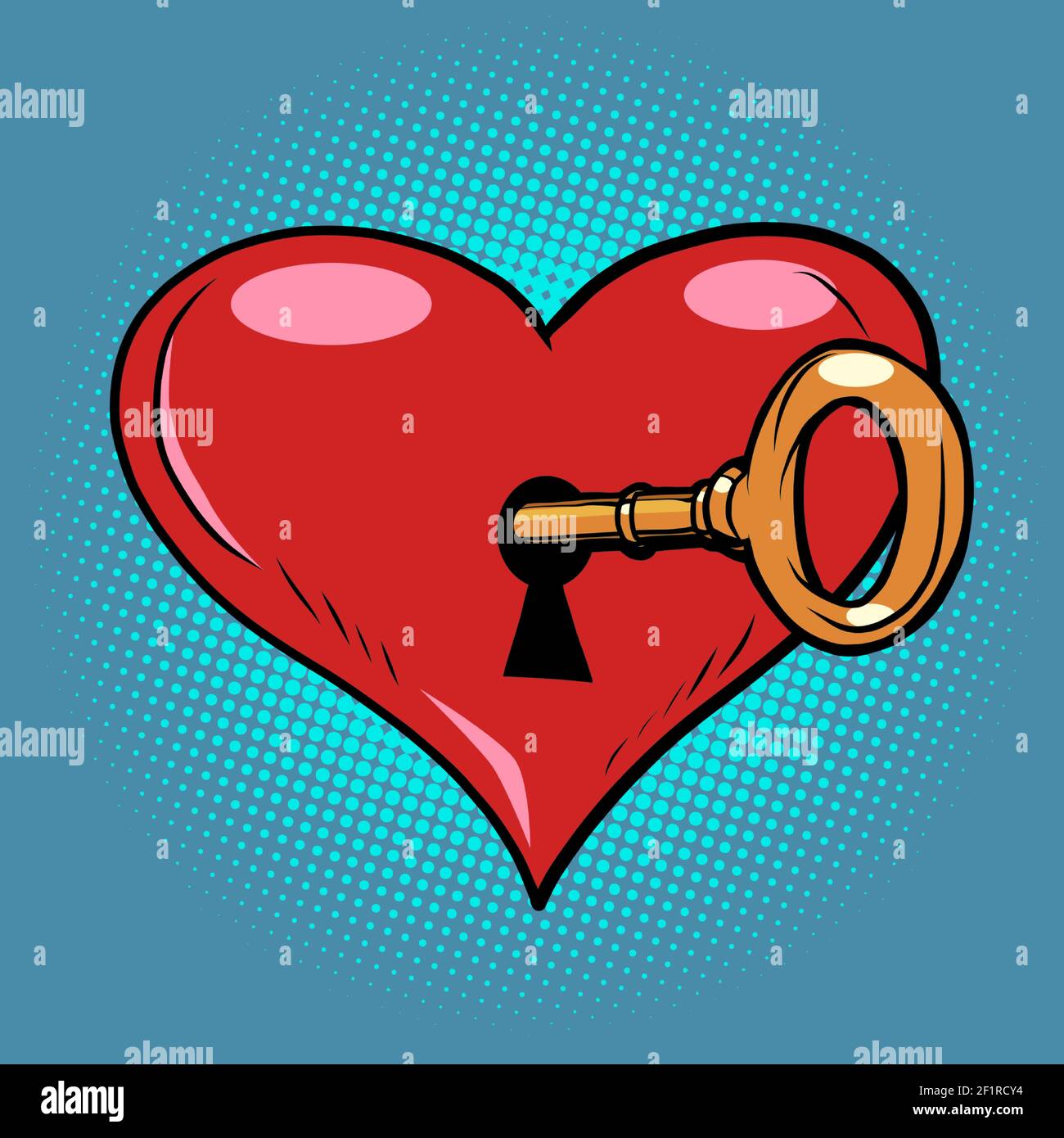 chiave valentina cuore rossa nella serratura Illustrazione Vettoriale