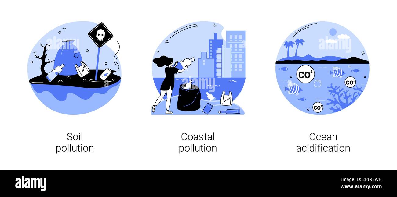 Illustrazioni vettoriali astratte del concetto di cambiamento ambientale. Illustrazione Vettoriale