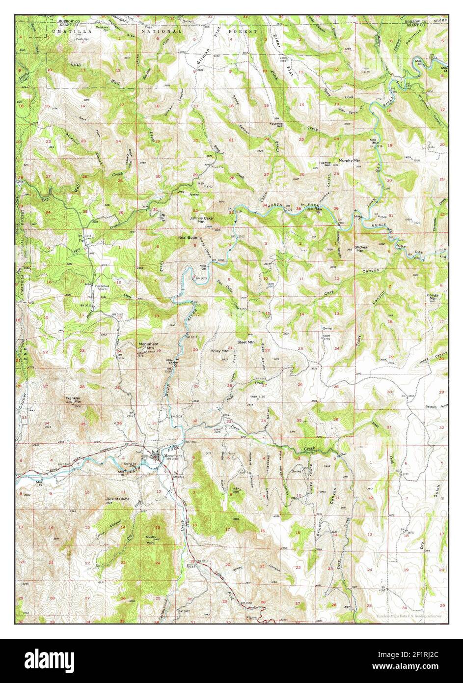 Monument, Oregon, mappa 1951, 1:62500, Stati Uniti d'America da Timeless Maps, dati U.S. Geological Survey Foto Stock