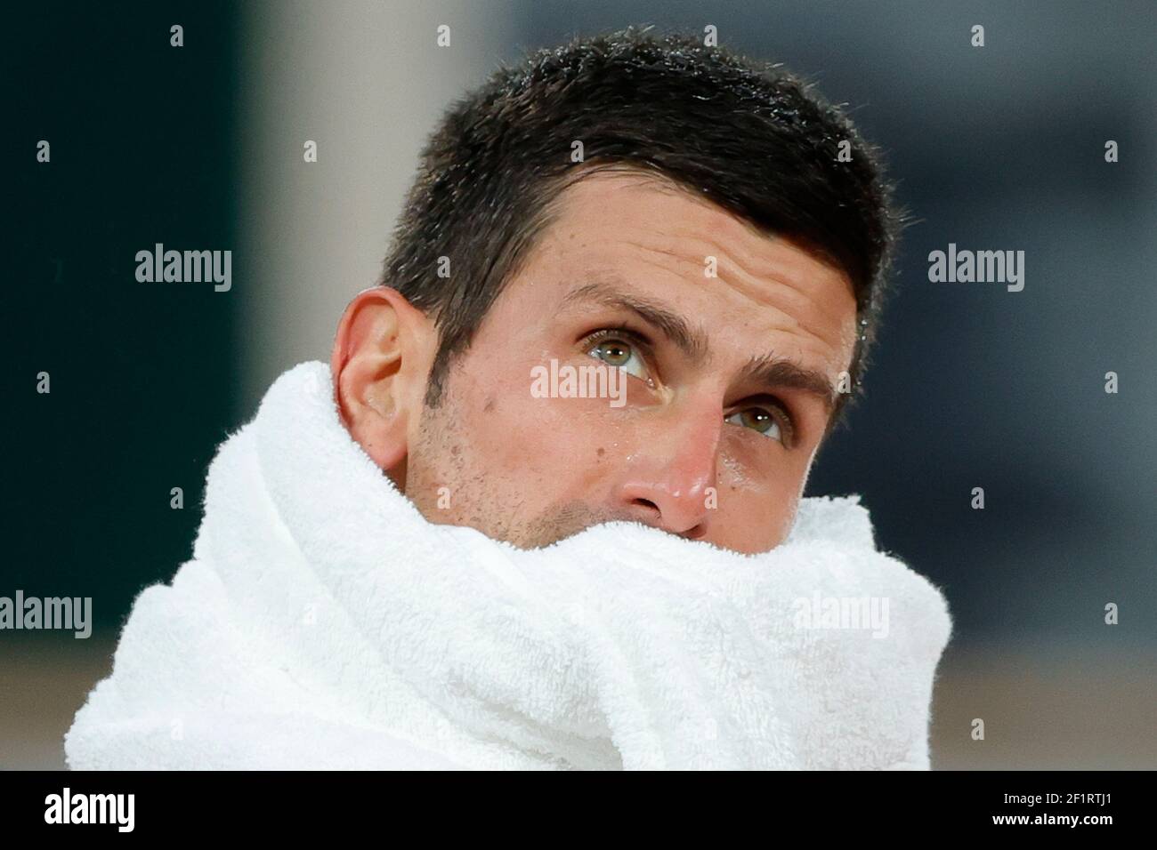 NovakDJOKOVIC (SRB) durante il Roland Garros 2020, torneo di tennis Grand Slam, il 9 ottobre 2020 allo stadio Roland Garros di Parigi, Francia - Foto Stephane Allaman / DPPI Foto Stock