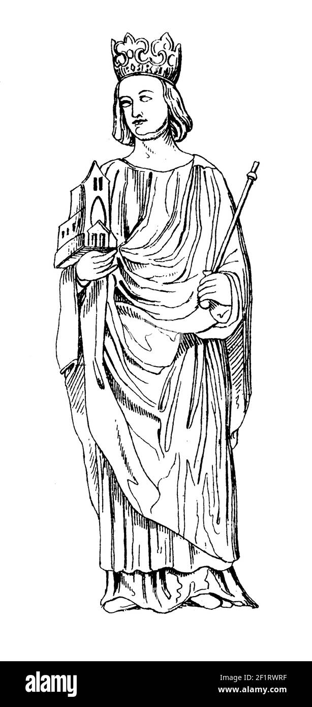 Incisione del XIX secolo di un ritratto di Carlo V il saggio, re di Francia. Nato il 21 gennaio 1338 a Vincennes, in Francia, morì il 16 settembre 13 Foto Stock